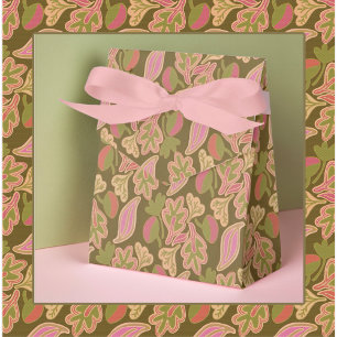 Retro-Blätter im bohem Musterdesign Favor Box Geschenkschachtel