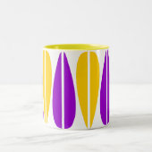 Retro-Blätter - Lila und gelb Zweifarbige Tasse (Mittel)