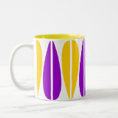 Retro-Blätter - Lila und gelb Zweifarbige Tasse (Links)