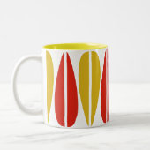 Retro-Blätter - Ochre und Crimson Zweifarbige Tasse (Links)