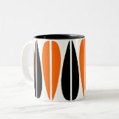 Retro-Blätter - orange und schwarz Zweifarbige Tasse (Vorderseite Links)
