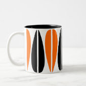 Retro-Blätter - orange und schwarz Zweifarbige Tasse (Links)