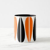 Retro-Blätter - orange und schwarz Zweifarbige Tasse (Mittel)