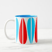 Retro-Blätter - Rot und Blau Zweifarbige Tasse (Links)
