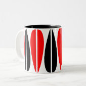 Retro-Blätter - Rot und Schwarz Zweifarbige Tasse (Vorderseite Links)