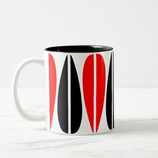 Retro-Blätter - Rot und Schwarz Zweifarbige Tasse (Links)