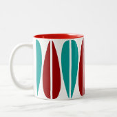 Retro-Blätter - Ruby Red and Deep Aqua Zweifarbige Tasse (Links)