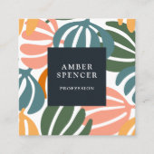 RETRO-BLÄTTER WACHSEN BOTANISCHE MÄDCHEN QUADRATISCHE VISITENKARTE (Vorderseite)