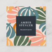 RETRO-BLÄTTER WACHSEN BOTANISCHE MÄDCHEN QUADRATISCHE VISITENKARTE (Vorderseite)