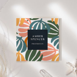 RETRO-BLÄTTER WACHSEN BOTANISCHE MÄDCHEN QUADRATISCHE VISITENKARTE