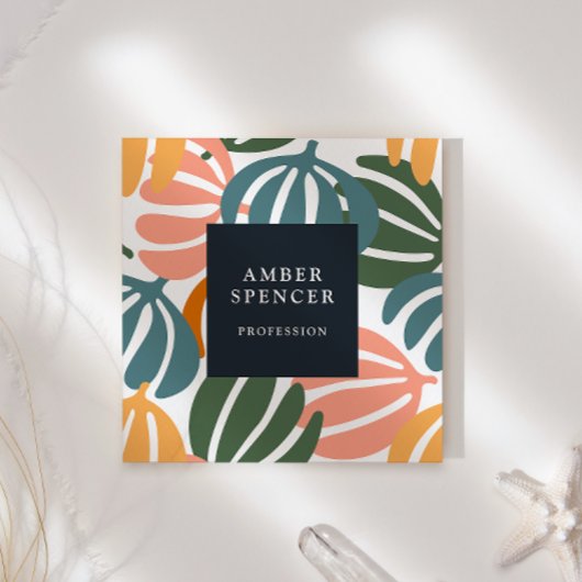 RETRO-BLÄTTER WACHSEN BOTANISCHE MÄDCHEN QUADRATISCHE VISITENKARTE