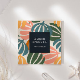 RETRO-BLÄTTER WACHSEN BOTANISCHE MÄDCHEN QUADRATISCHE VISITENKARTE