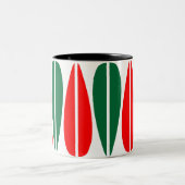 Retro-Blätter - Waldgrün und rot Zweifarbige Tasse (Mittel)