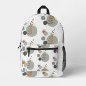 Retro-Blattmuster Bedruckter Rucksack (Vorderseite)