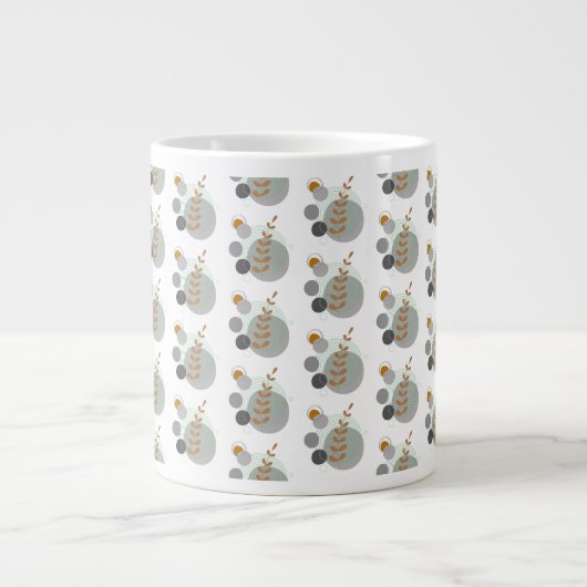 Retro-Blattmuster Jumbo-Tasse (Vorderseite)