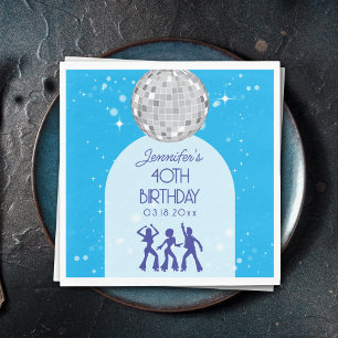 Retro Blau 70er 80er Disco-Party Geburtstagsfeier Serviette