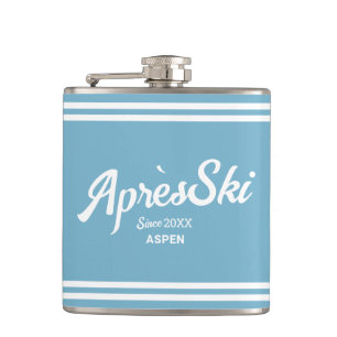 Retro Blau Apres Ski Individueller Skiresort & Jah Flachmann