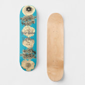 Retro Blau Blumen Skateboard (Vorderseite)