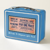 Retro Blau Chippewa Lake Park Metall Lunchbox (Rückseite)