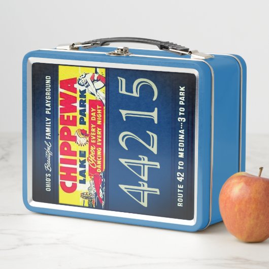 Retro Blau Chippewa Lake Park Metall Lunchbox (Beispiel)