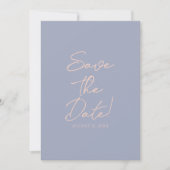 Retro Blau Creme Gezeichneter Blumengarten Save Th The Date (Vorderseite)