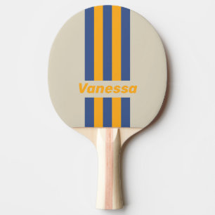Retro Blau Crush Sonnenuntergang Pin Streifen mit Tischtennis Schläger