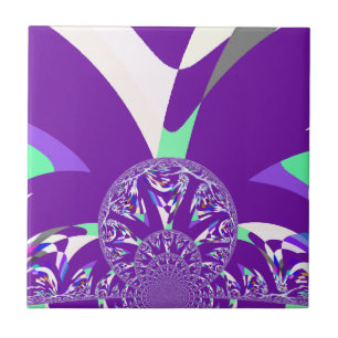 Retro Blau Cyan Kaleidoskop Kunst Druck Fliese