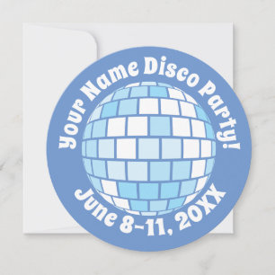 Retro Blau Disco Ball PERSONALISIERT Einladung