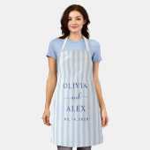 Retro Blau Französische Personalisierte Hochzeit Schürze (Getragen)