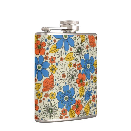 Retro Blau, Gelb und Orangen Flachmann (Rechts)