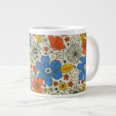 Retro Blau, Gelb und Orangen Jumbo-Tasse (Vorderseite Rechts)