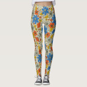Retro Blau, Gelb und Orangen Leggings (Vorderseite)