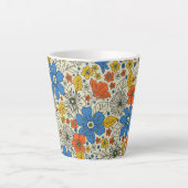 Retro Blau, Gelb und Orangen Milchtasse (Vorderseite)