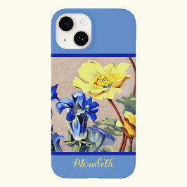 Retro Blau Gelbe Alpenwelten Botanische Kunst Case-Mate iPhone 14 Hülle