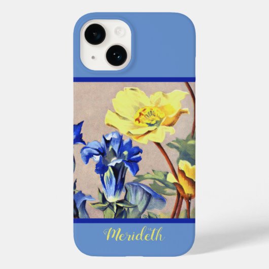 Retro Blau Gelbe Alpenwelten Botanische Kunst Case-Mate iPhone Hülle (Rückseite)