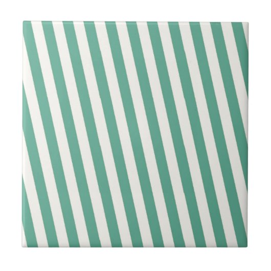 Retro blau gestreiftes Muster Fliese (Vorderseite)
