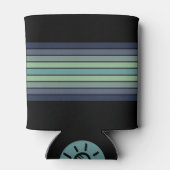 Retro Blau & Grün Surfbrett Streifen Dosenkühler (Rückseite)