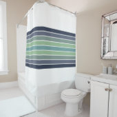 Retro Blau & Grün Surfbrett Streifen Duschvorhang (Beispiel)