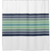 Retro Blau & Grün Surfbrett Streifen Duschvorhang (Vorderseite)
