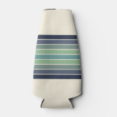 Retro Blau & Grün Surfbrett Streifen Flaschenkühler (Vorderseite)