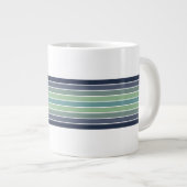 Retro Blau & Grün Surfbrett Streifen Jumbo-Tasse (Vorderseite Rechts)