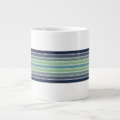 Retro Blau & Grün Surfbrett Streifen Jumbo-Tasse (Vorderseite)
