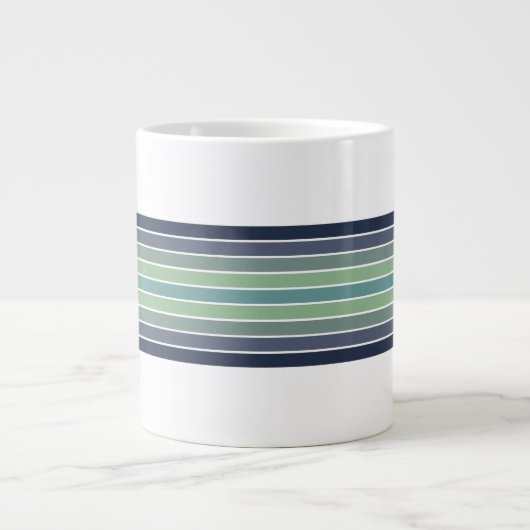 Retro Blau & Grün Surfbrett Streifen Jumbo-Tasse (Vorderseite)