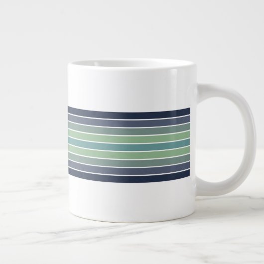 Retro Blau & Grün Surfbrett Streifen Jumbo-Tasse (Rechts)