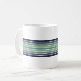 Retro Blau & Grün Surfbrett Streifen Kaffeetasse