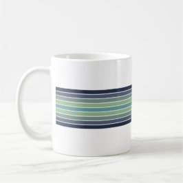 Retro Blau & Grün Surfbrett Streifen Kaffeetasse
