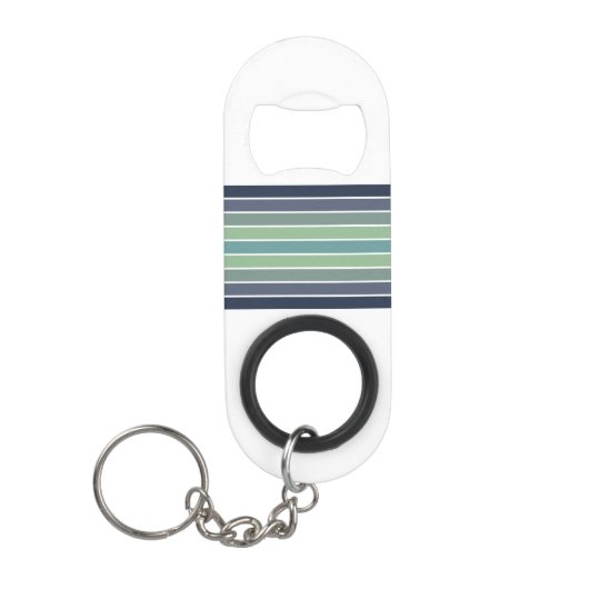 Retro Blau & Grün Surfbrett Streifen Mini Flaschenöffner (Vorderseite)