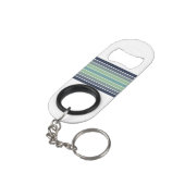 Retro Blau & Grün Surfbrett Streifen Mini Flaschenöffner (Rückseite Schrägansicht)