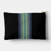 Retro Blau & Grün Surfbrett Streifen Zubehörtasche (Rückseite)