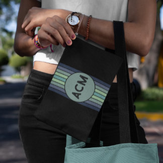 Retro Blau & Grün Surfbrett Streifen Zubehörtasche